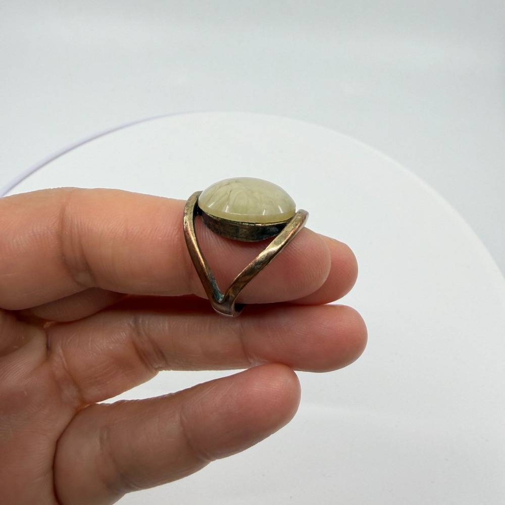 Modern Minimalist Marble Statement Ring - Boho Chic Artisan Style